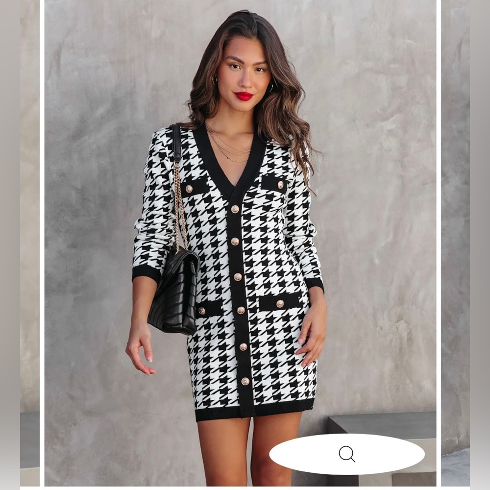 NWT TRES CHIC MOMENT HOUNDSTOOTH MINI DRESS